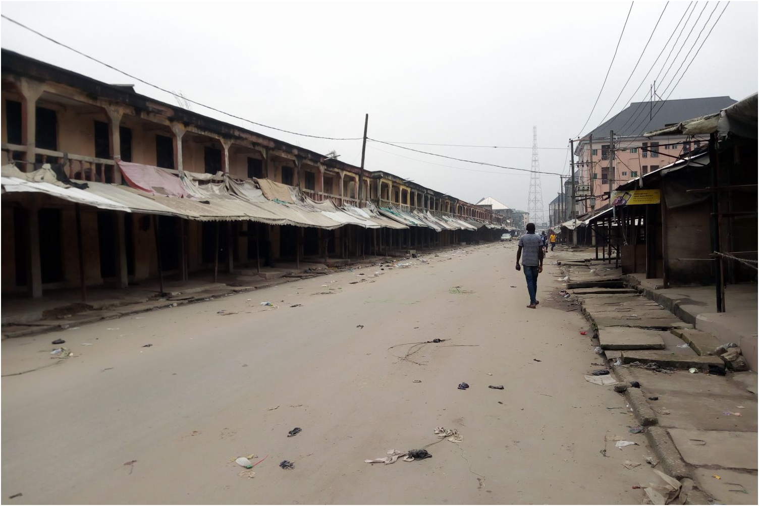 One of the busiest streets in Aba totally deserted